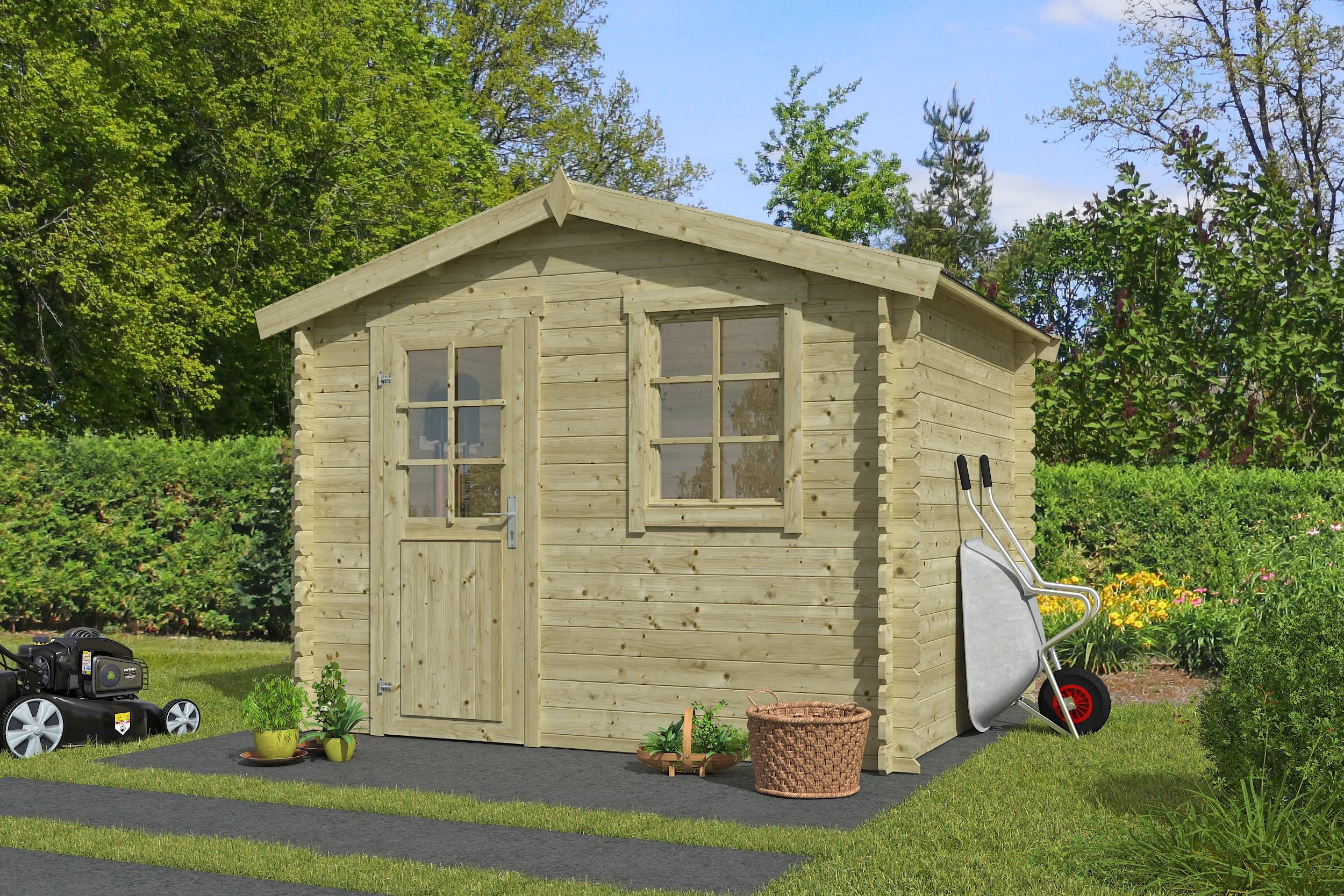 Outdoor Life Blokhut Nina Groen Geïmpregneerd 275 x 230 cm - Afbeelding 1